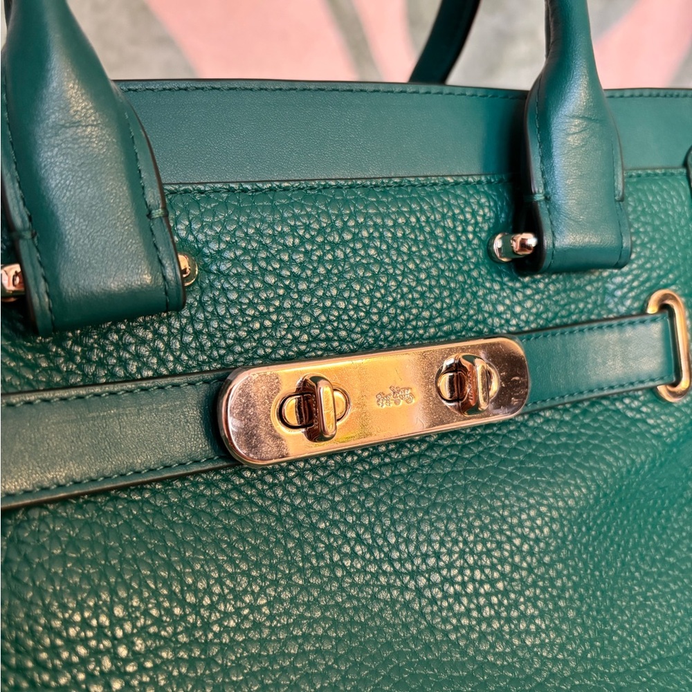 New Coach Teal Leather Satchel - Picture 7 of 7